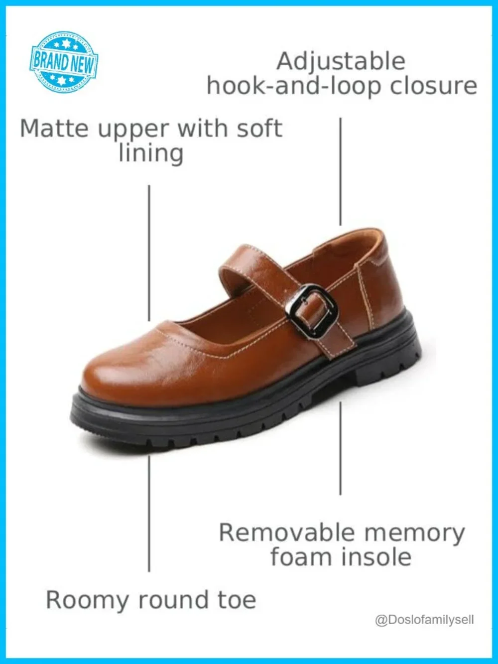 Mary Jane Oxford Platform Flats Faux Leather Buckle Strap Women